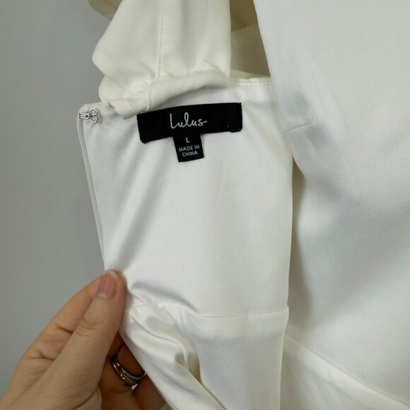 Lulus Divine Darling White Ruffled Skater Dress, Size L - Picture 6 of 10